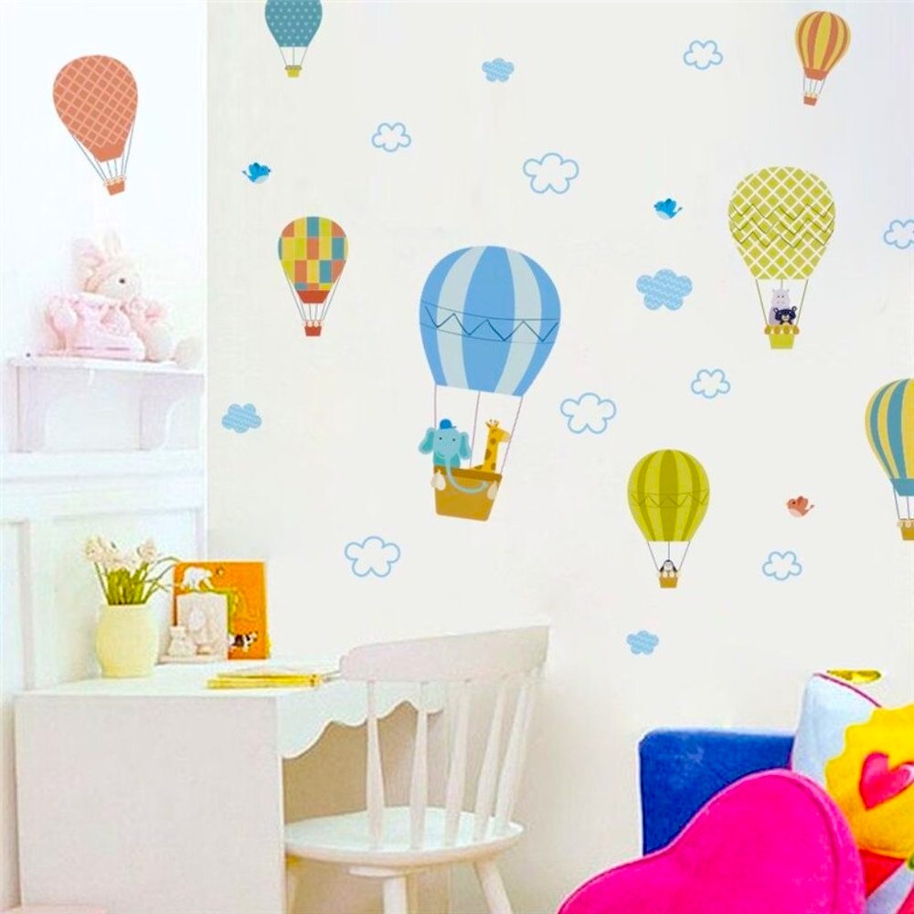 2/$10 BOGO  Vinyl Wall Decals Hot Air Balloons with Animals Stickers Decor